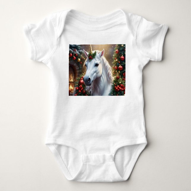 „Das Einhorn des Noel“ Baby Strampler (Vorderseite)