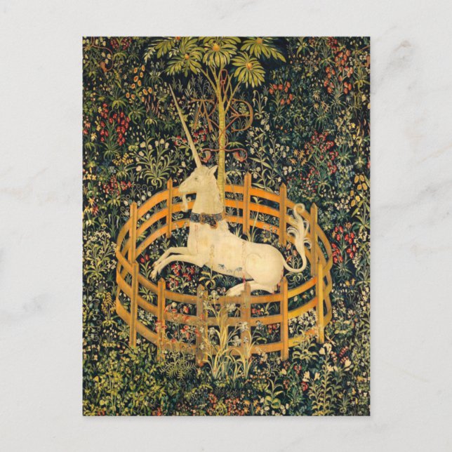 Das Einhorn in Gefangenschaft Feiertagspostkarte (Vorderseite)