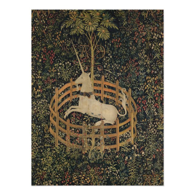 Das Einhorn in Gefangenschaft, mittelalterliche Wa Poster (Vorderseite)