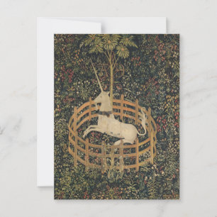 Das Einhorn in Gefangenschaft, mittelalterliche Wa Postkarte