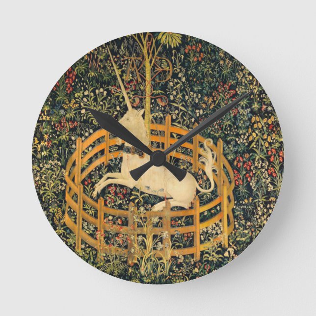 Das Einhorn in Gefangenschaft Runde Wanduhr (Vorderseite)