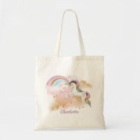 Das Einhorn und der Regenbogen des Mädchens