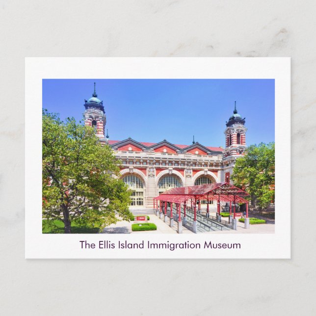 Das Einwanderungsmuseum der Insel Ellis Ankündigungspostkarte (Vorderseite)