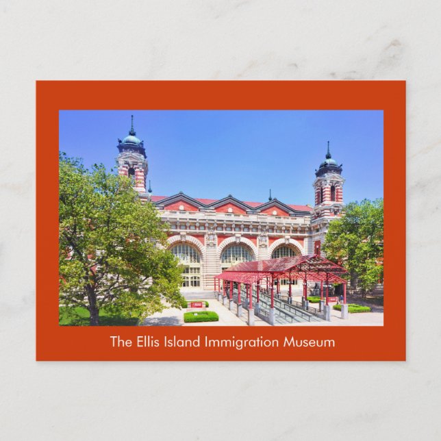 Das Einwanderungsmuseum der Insel Ellis Ankündigungspostkarte (Vorderseite)
