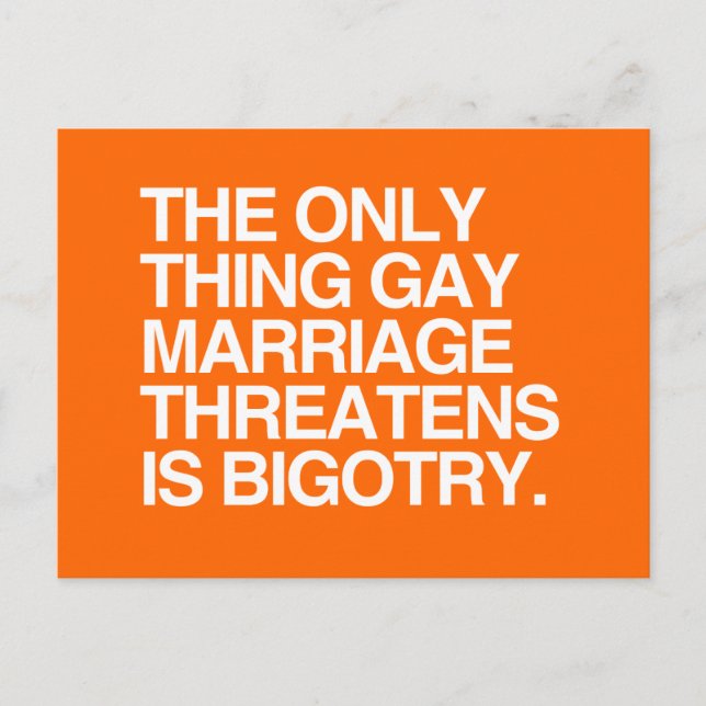 DAS EINZIGE, WAS GAY HEIRAGE BEDROHT, IST DIE BIGO POSTKARTE (Vorderseite)