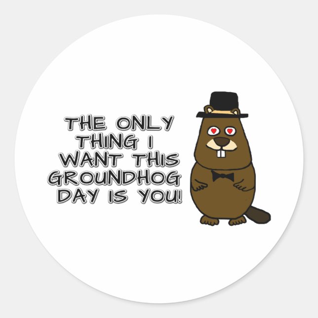 Das Einzige, was ich an diesem Groundhog Day gewol Runder Aufkleber (Vorderseite)