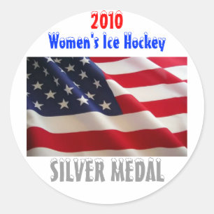 Das Eis-Hockey 2010 USA-Frauen - Silbermedaille Runder Aufkleber