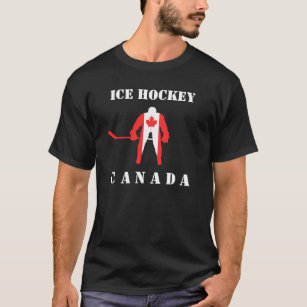 Das Eis-Hockey-Kanada-Ahorn-Blatt-Schwarz-T - T-Shirt
