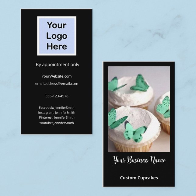 Das elegante Foto-Logo "Custom Cupcakes Bakery Cus Visitenkarte (Von Creator hochgeladen)