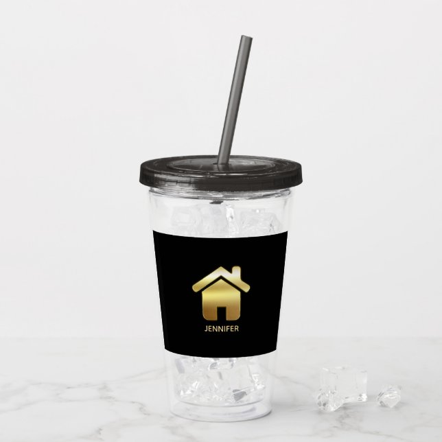 Das elegante Gold House Symbol Real Anwesen Design Acryltrinkbecher (Rückseite Ice)