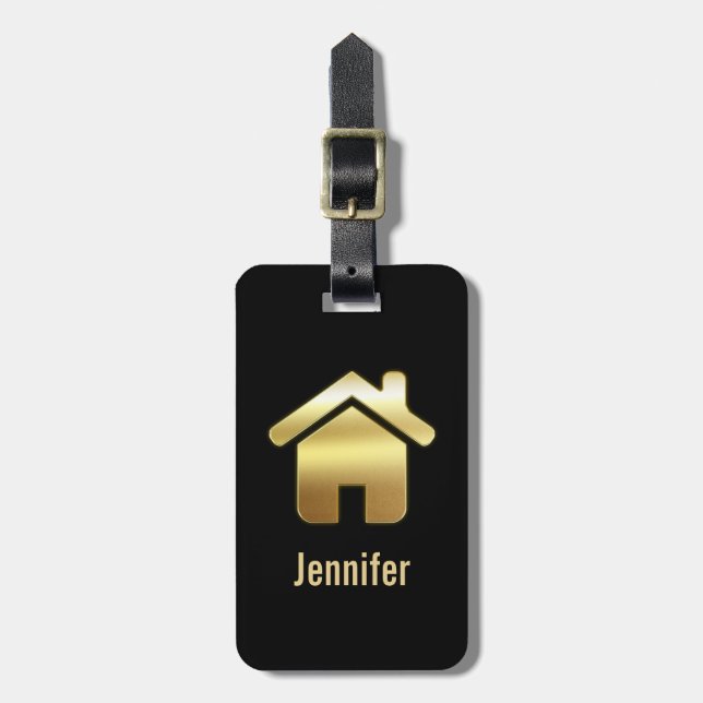 Das elegante Gold House Symbol Real Anwesen Design Gepäckanhänger (Vorderseite vertikal)