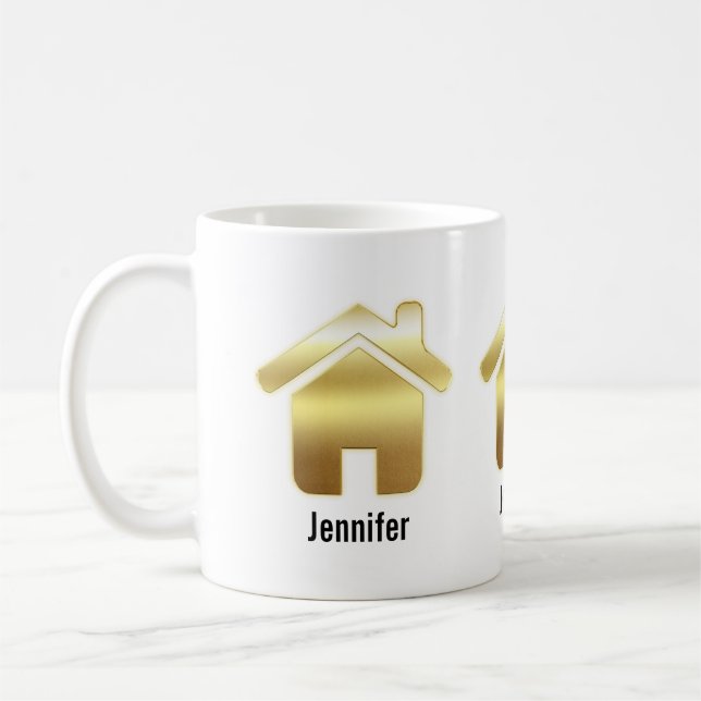 Das elegante Gold House Symbol Real Anwesen Design Kaffeetasse (Links)