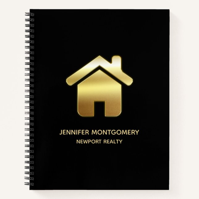 Das elegante Gold House Symbol Real Anwesen Design Notizbuch (Vorderseite)