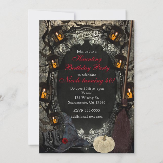 Das elegante Hexenklee-Halloween-Party zum Geburts Einladung (Vorderseite)