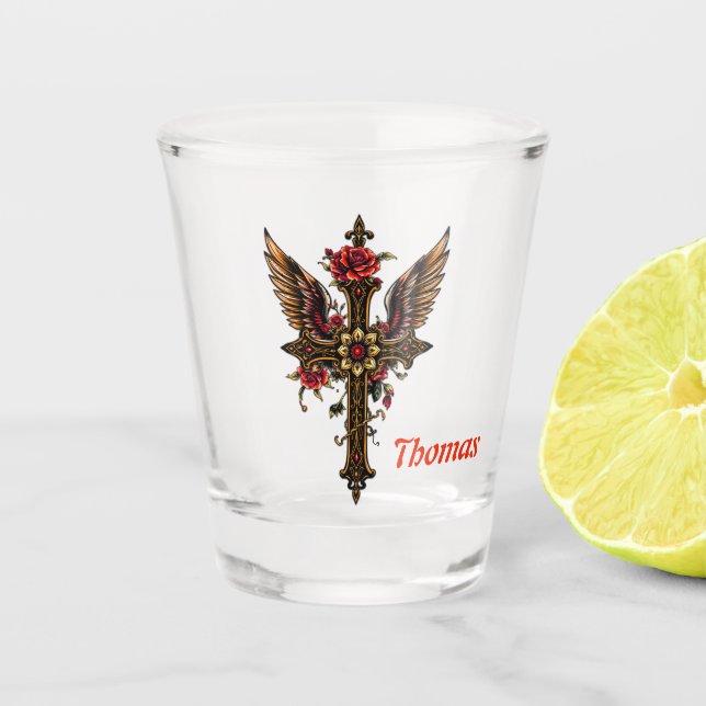 Das elegante Kreuz Schnapsglas (Vorderseite)
