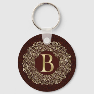 Das elegante Letter-B-Monogramm Gold und Red Damas Schlüsselanhänger