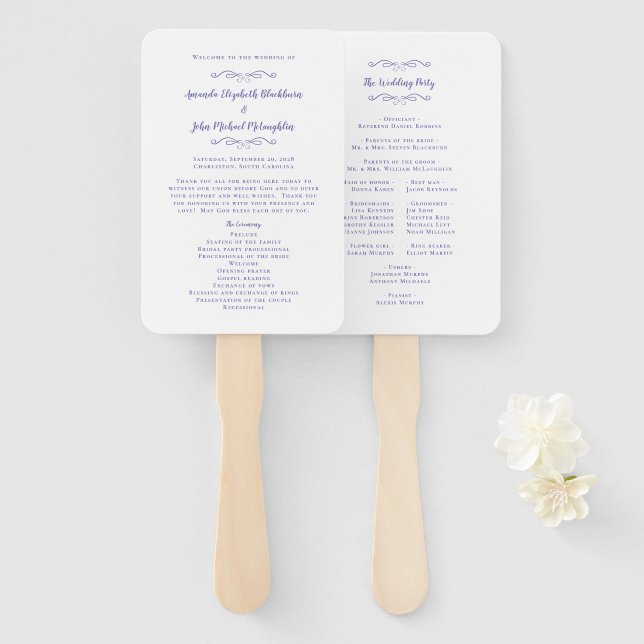 Das elegante Programm für Hochzeiten - Moderne Zer Fächer (Vorne und Hinten)