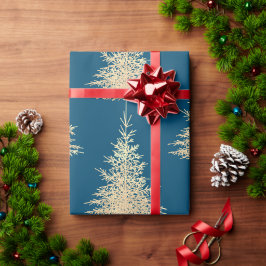 Das elegante Wintermuster aus Gold und Blau Geschenkpapier