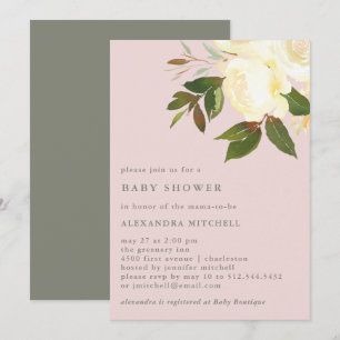 Das Elfenbein-Aquarell, das erröten mit Blumen ist Einladung