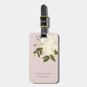 Das Elfenbein-Aquarell, das erröten mit Blumen ist Gepäckanhänger
