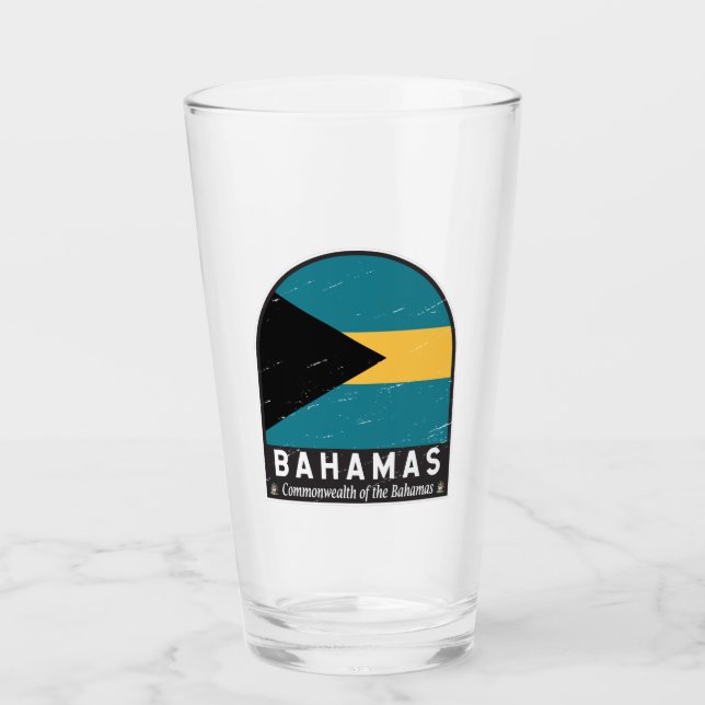 Das Emblem der Bahamas-Fahne erschütterte Vintag Glas (Vorderseite)