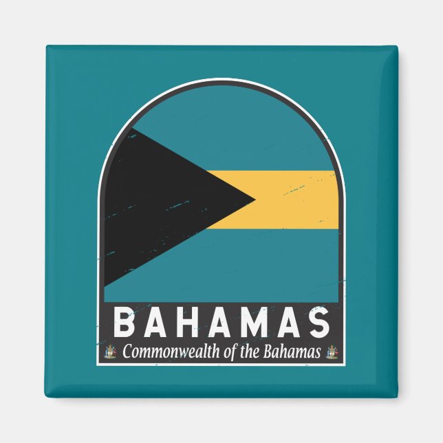 Das Emblem der Bahamas-Fahne erschütterte Vintag Magnet (Vorne)