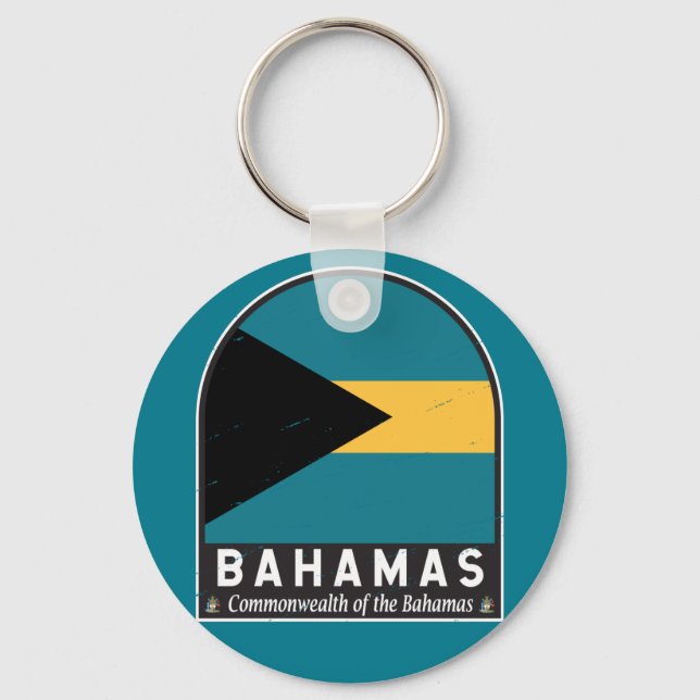 Das Emblem der Bahamas-Fahne erschütterte Vintag Schlüsselanhänger (Vorderseite)