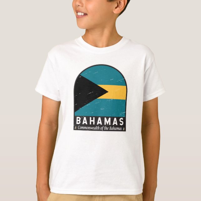Das Emblem der Bahamas-Fahne erschütterte Vintag T-Shirt (Vorderseite)
