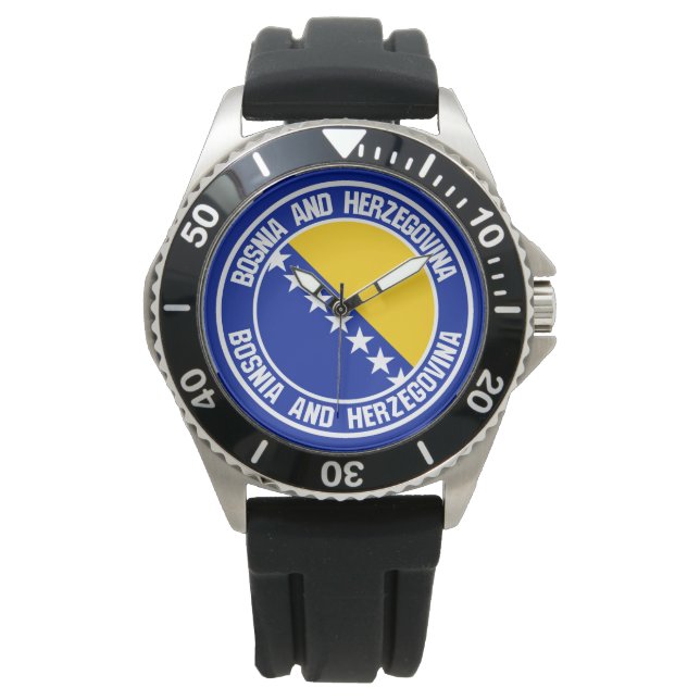 Das Emblem der Bosnien-Herzegowina-Runde Armbanduhr (Vorderseite)