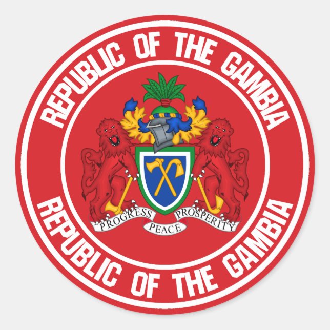 Das Emblem der Gambia-Runde Runder Aufkleber (Vorderseite)