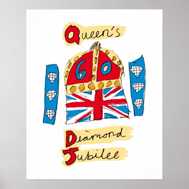 Das Emblem der Königin mit Diamant Jubiläum Poster (Vorne)