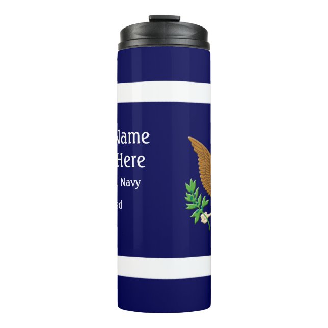Das Emblem der militärischen Marine personalisiere Thermosbecher (Vorderseite)