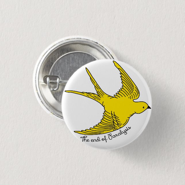 Das Ende des gelben Vogels der Lähmung Button (Vorne & Hinten)