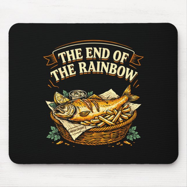 Das Ende des Regenbogens lustiger Fish and Chips Mousepad (Vorne)