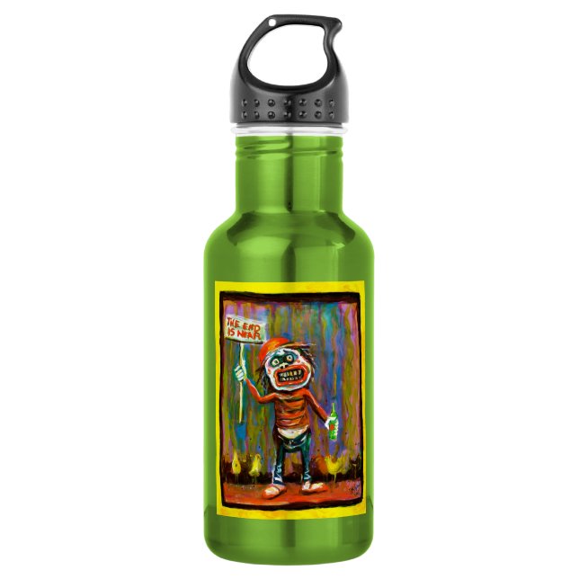 Das Ende ist nahe Edelstahlflasche (Vorderseite)