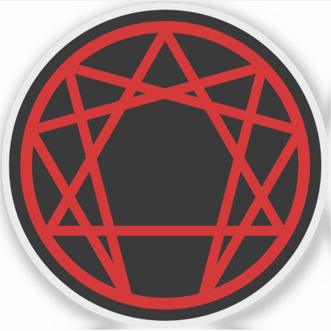 Das Enneagram (rot auf schwarz) Aufkleber (Vorderseite)