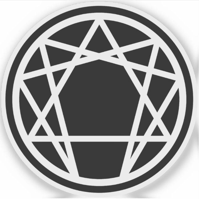 Das Enneagram (weiß auf schwarz) Aufkleber (Vorderseite)