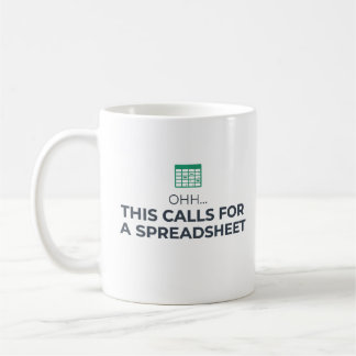 Das erfordert eine Tabellenkalkulation Moderner Bü Kaffeetasse