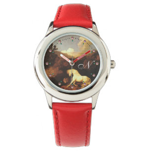 Das erschreckte Weiße Pferd durch eine Löwenmonogr Armbanduhr