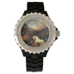 Das erschreckte Weiße Pferd von einem Löwen Armbanduhr