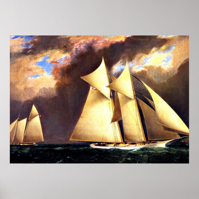 Das erste America's Cup Race, 1870 Poster (Vorne)