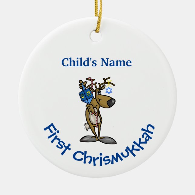 Das erste Chrismukkah-Ornament des Babys passt es  Keramik Ornament (Vorne)