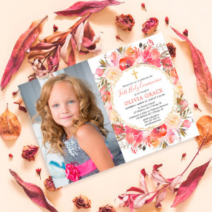 Das erste Foto der heiligen Kommunion Girl Florros Einladung