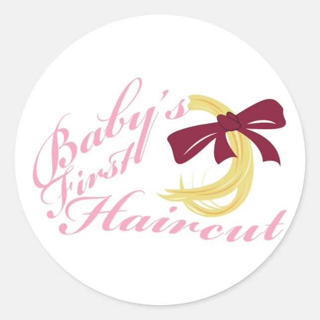 Das erste Haarschnitt für Baby Runder Aufkleber (Vorderseite)