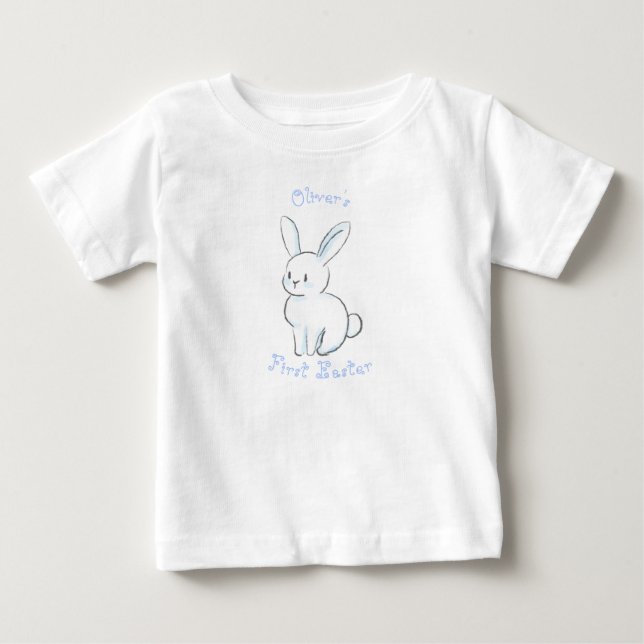 Das erste Ostern des Babys mit niedlichem Sitzbänd Baby T-shirt (Vorderseite)