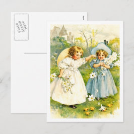 Das erste Ostern des Babys. Vintage Kinder Postkar Feiertagspostkarte