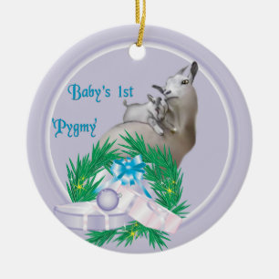 Das erste Pygmäen-Ziegenkranz-Ornament des Babys Keramik Ornament