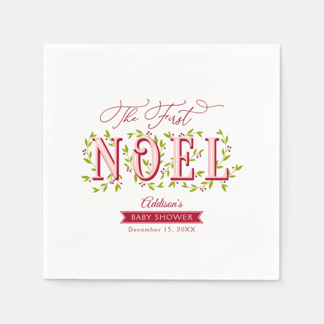 Das erste Weihnachten Baby Girl Weihnachtsdusche Serviette (Vorderseite)