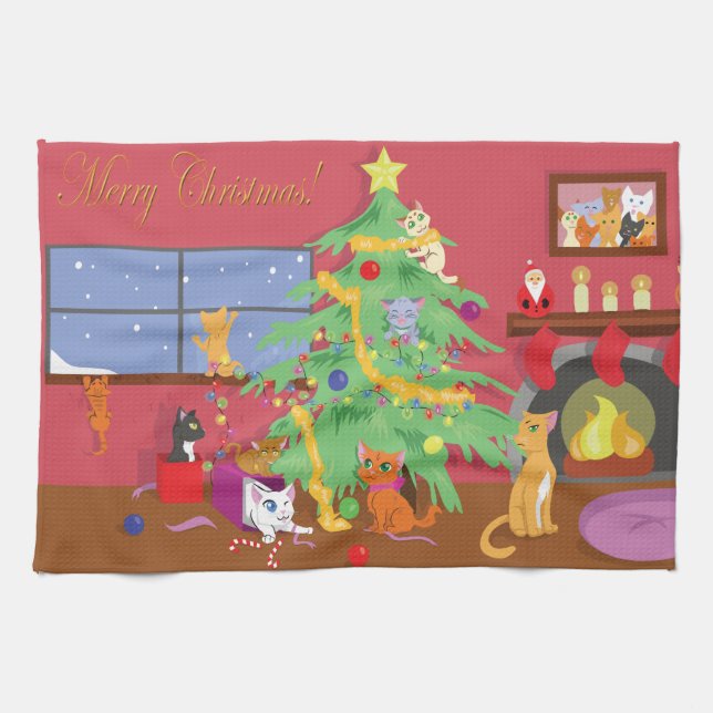 Das erste Weihnachten der Kätzchen Handtuch (Horizontal)