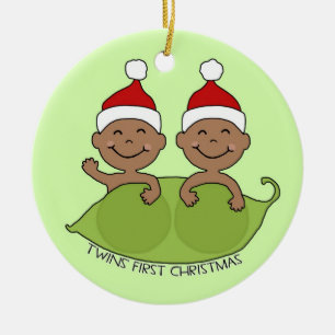 DAS ERSTE WEIHNACHTEN DER ZWILLINGE KERAMIK ORNAMENT